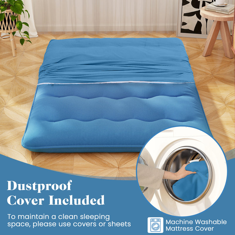 *Futon Mattress with Washable Cover and Carry Bag - Blue - Full Size