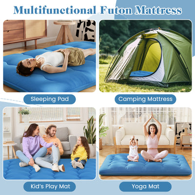 *Futon Mattress with Washable Cover and Carry Bag - Blue - Full Size