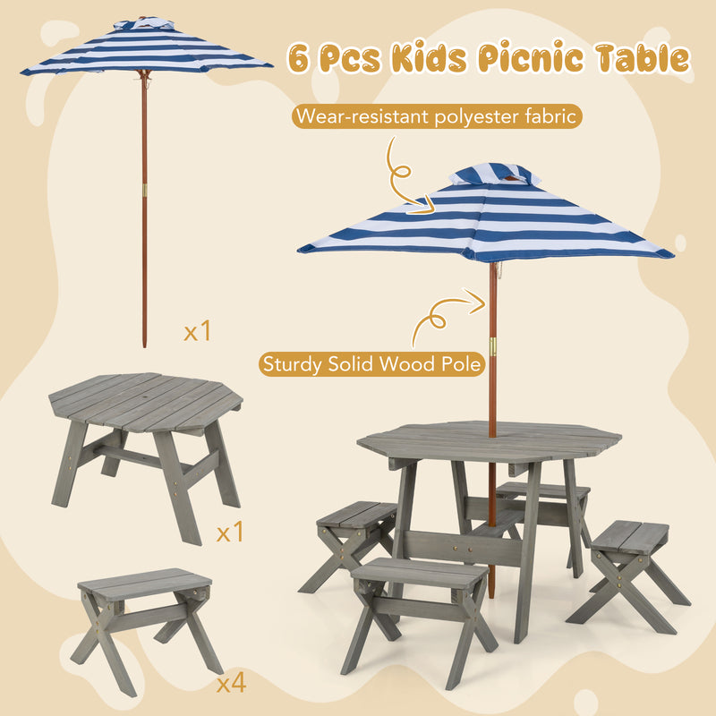 Kids Wooden Table Set for Children Aged 3+ Years-Gray