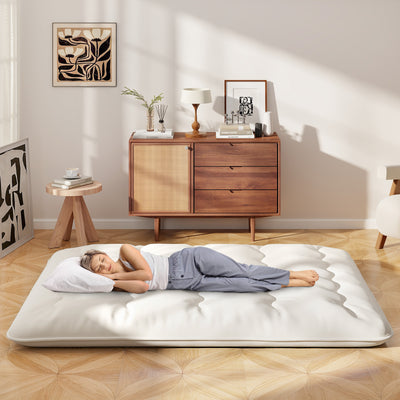 *Futon Mattress with Washable Cover and Carry Bag - Beige - Queen Size