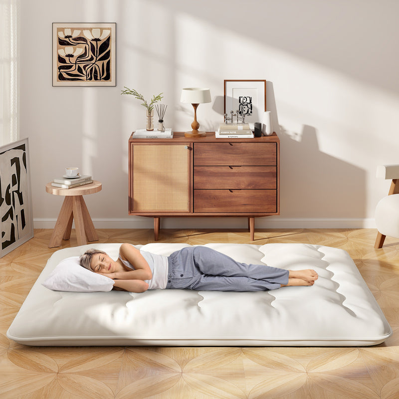 *Futon Mattress with Washable Cover and Carry Bag - Beige - Queen Size