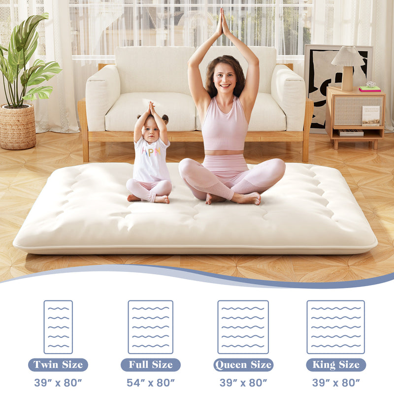 *Futon Mattress with Washable Cover and Carry Bag - Beige - Queen Size