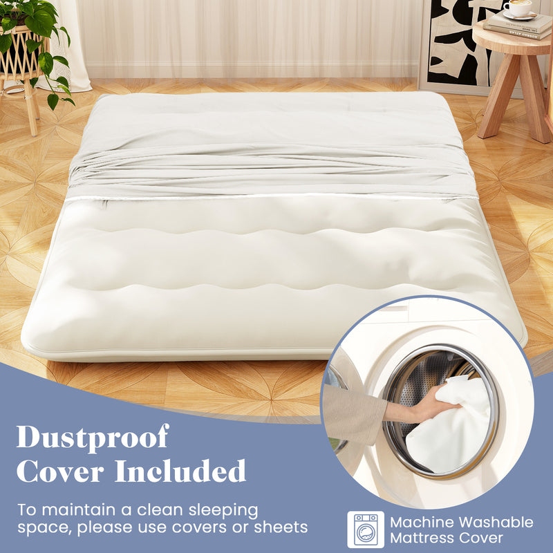 *Futon Mattress with Washable Cover and Carry Bag - Beige - Queen Size