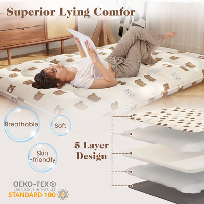 *Futon Mattress with Washable Cover and Carry Bag - Multicolor - Full Size