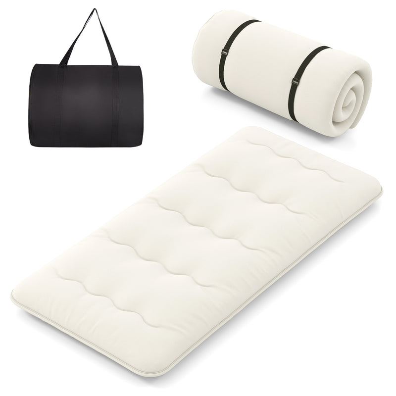 *Futon Mattress with Washable Cover and Carry Bag - Beige - Twin Size