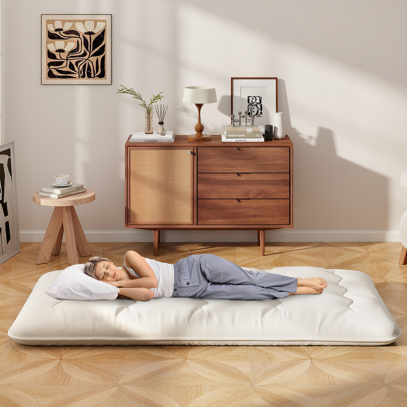 *Futon Mattress with Washable Cover and Carry Bag - Beige - Twin Size