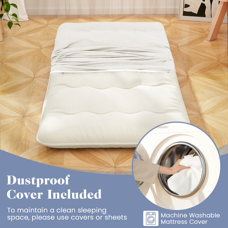 *Futon Mattress with Washable Cover and Carry Bag - Beige - Twin Size