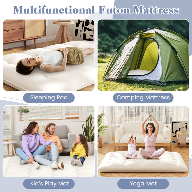 *Futon Mattress with Washable Cover and Carry Bag - Beige - Full Size