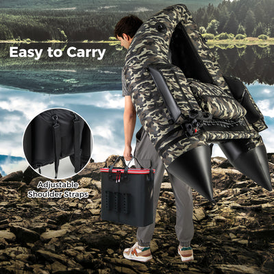 *350 LBS Inflatable Fishing Float Tube with Adjustable Backrest and Backpack Straps - Camouflage
