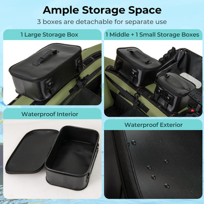 *Portable Fishing Boat with 3 Detachable Storage Boxes - Green