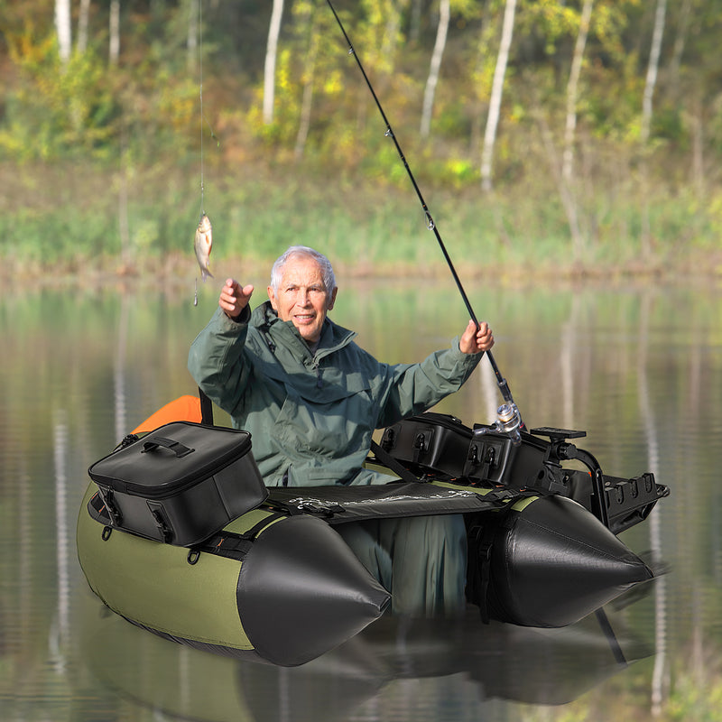 *Portable Fishing Boat with 3 Detachable Storage Boxes - Green