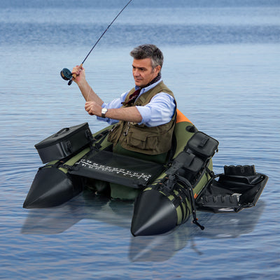 *Portable Fishing Boat with 3 Detachable Storage Boxes - Green