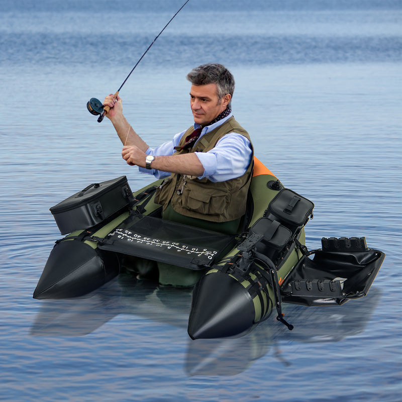 *Portable Fishing Boat with 3 Detachable Storage Boxes - Green