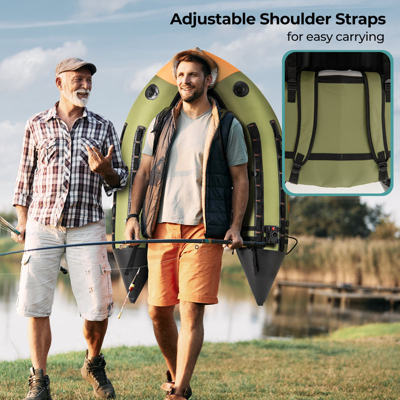 *Portable Fishing Boat with 3 Detachable Storage Boxes - Green