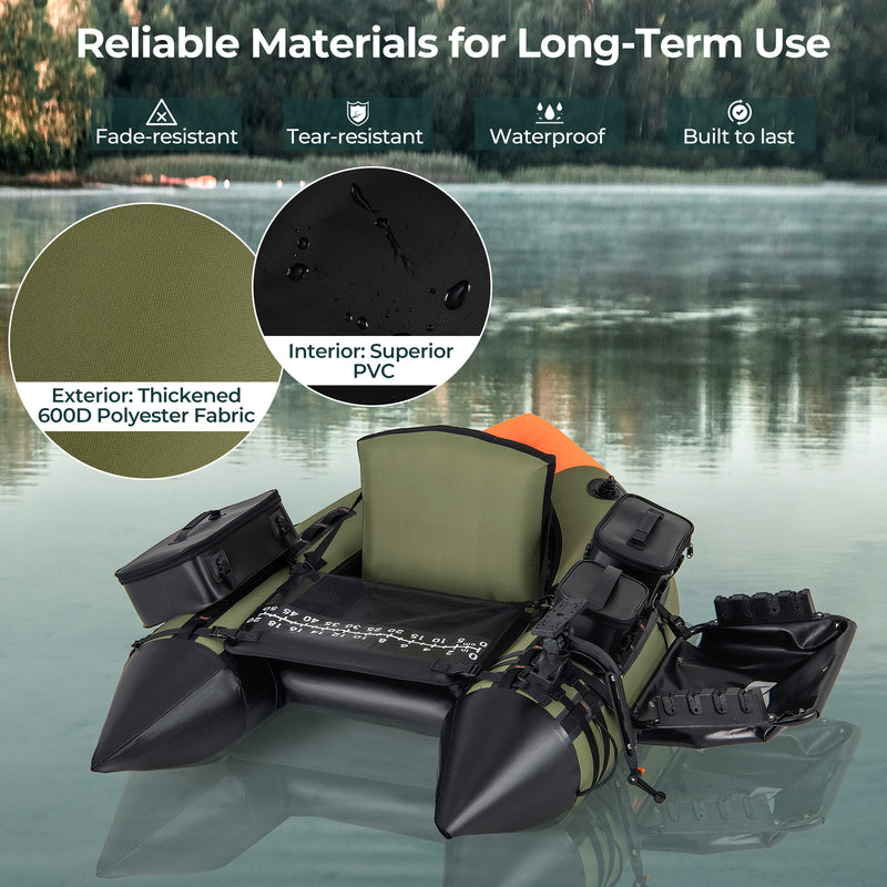 *Portable Fishing Boat with 3 Detachable Storage Boxes - Green