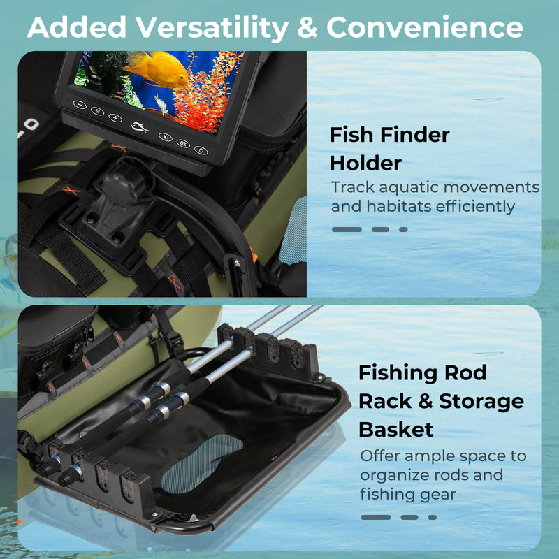 *Portable Fishing Boat with 3 Detachable Storage Boxes - Green