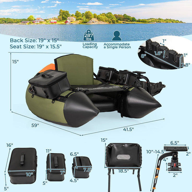 *Portable Fishing Boat with 3 Detachable Storage Boxes - Green