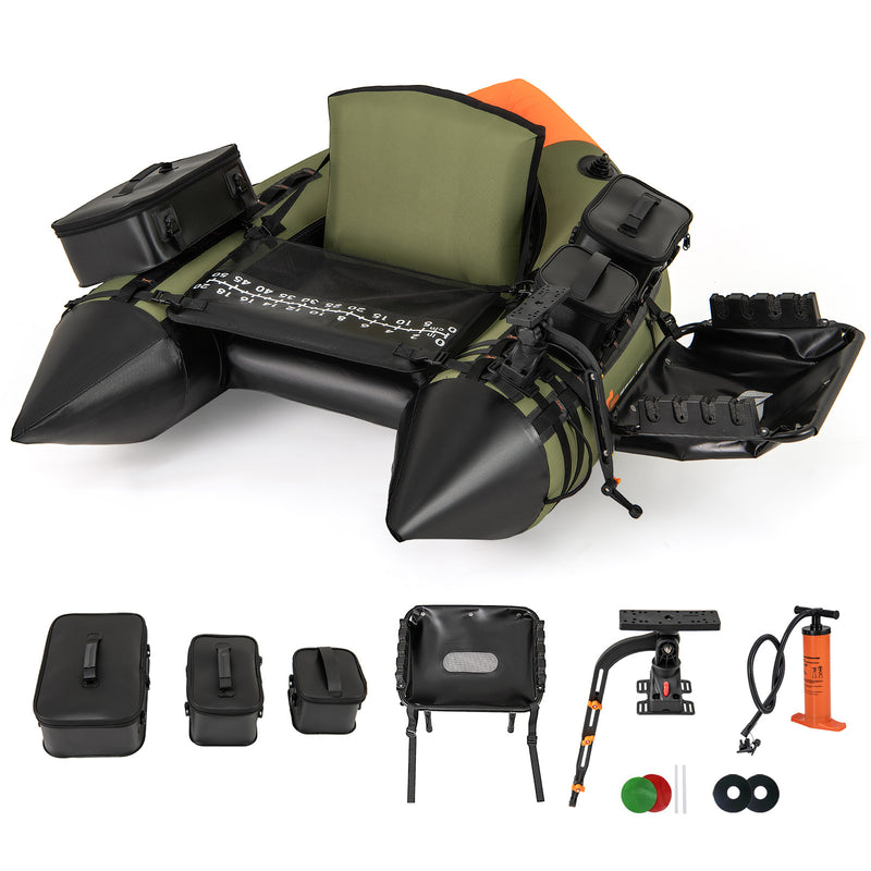 *Portable Fishing Boat with 3 Detachable Storage Boxes - Green