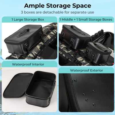 *Portable Fishing Boat with 3 Detachable Storage Boxes - Camouflage