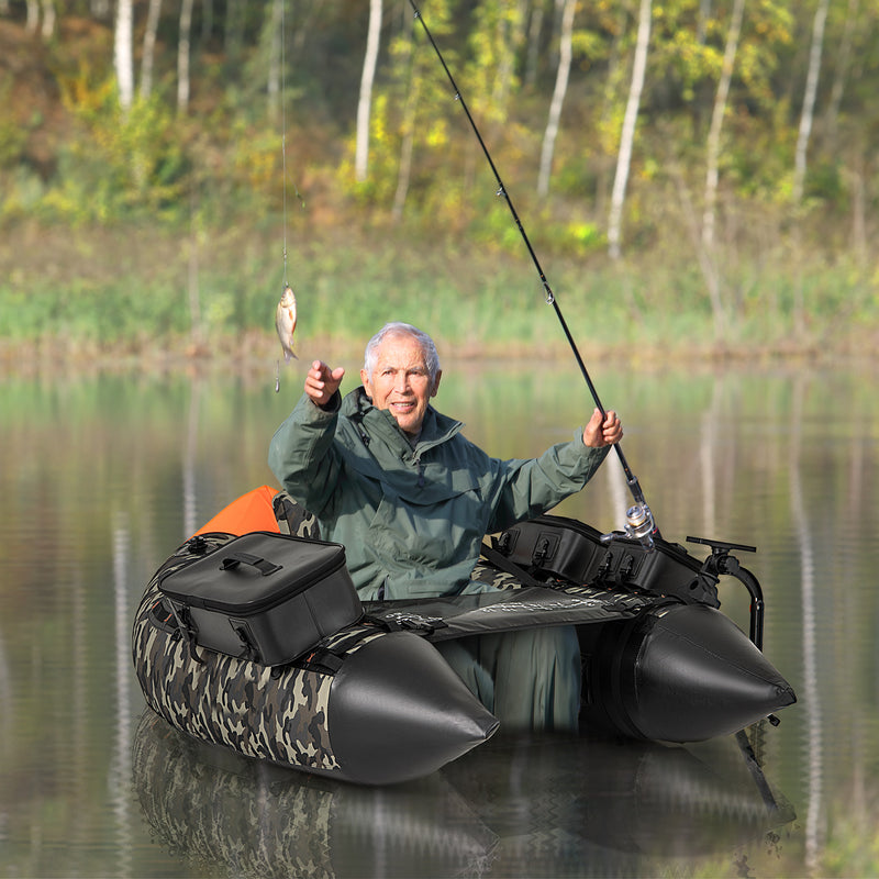 *Portable Fishing Boat with 3 Detachable Storage Boxes - Camouflage
