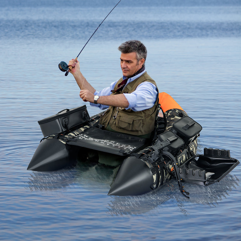 *Portable Fishing Boat with 3 Detachable Storage Boxes - Camouflage