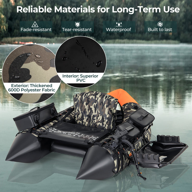 *Portable Fishing Boat with 3 Detachable Storage Boxes - Camouflage