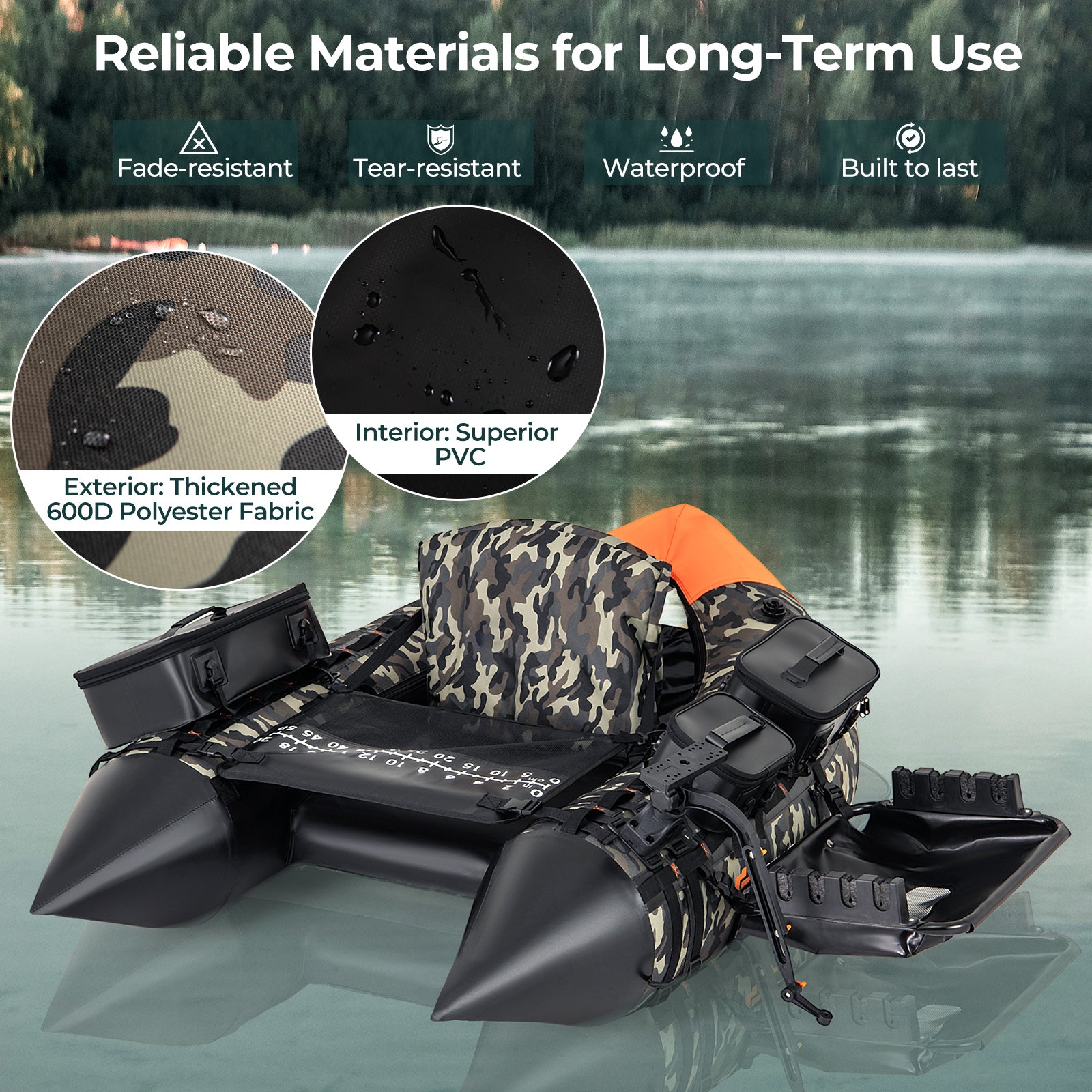 Camo Raft Portable Fishing Boat with 3 Detachable Storage Boxes-Camouflage