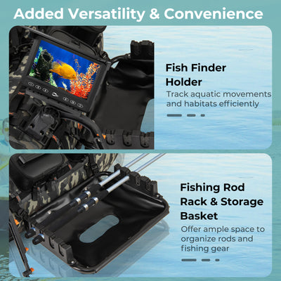 *Portable Fishing Boat with 3 Detachable Storage Boxes - Camouflage