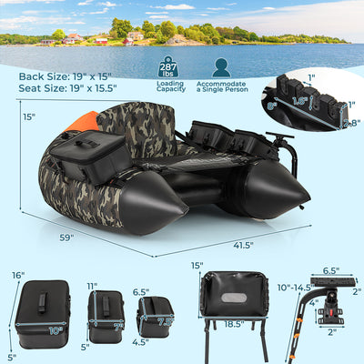 *Portable Fishing Boat with 3 Detachable Storage Boxes - Camouflage