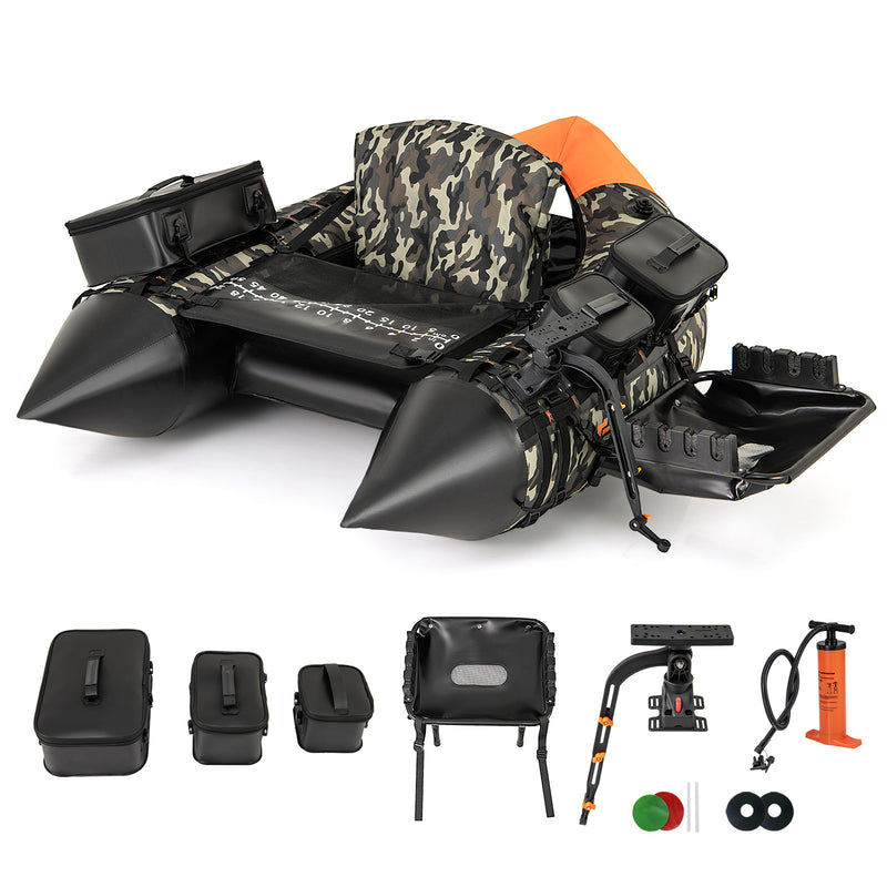 *Portable Fishing Boat with 3 Detachable Storage Boxes - Camouflage