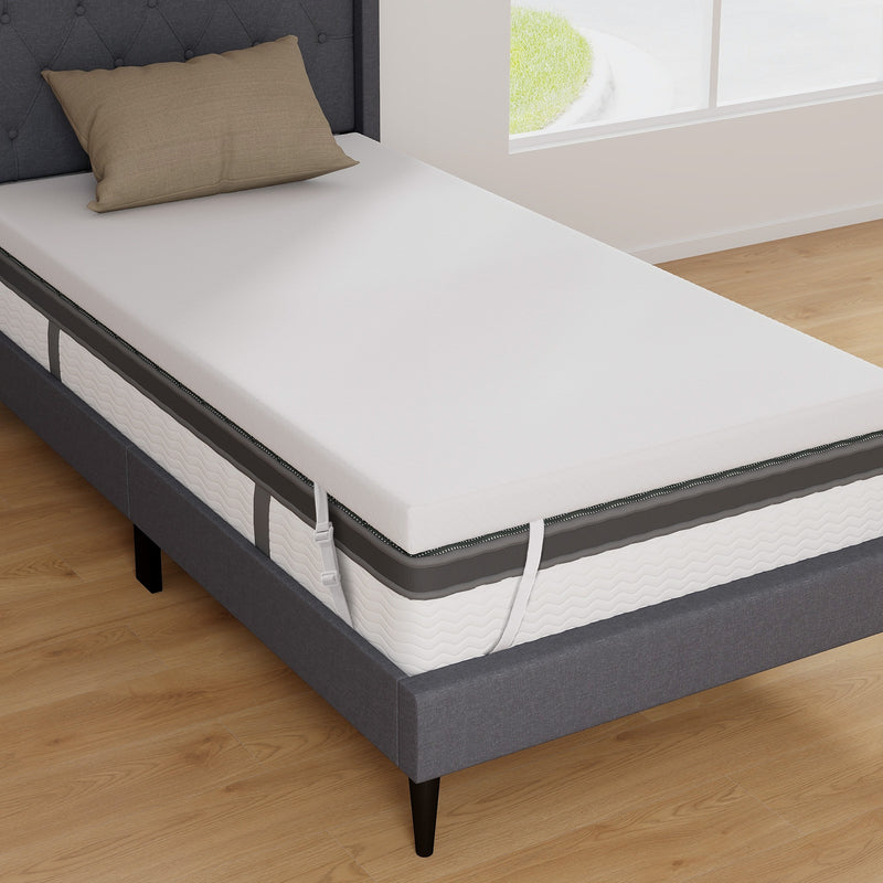 *3 Inch Gel-Infused Memory Foam Mattress Topper with Removable Cover - Twin Size