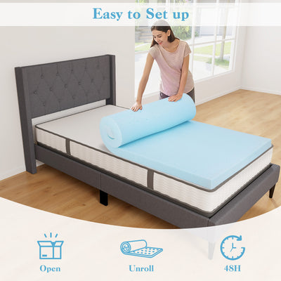 *3 Inch Gel-Infused Memory Foam Mattress Topper with Removable Cover - Twin Size