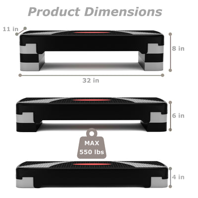backordered - *32 Inch Adjustable Fitness Aerobic Step with Riser