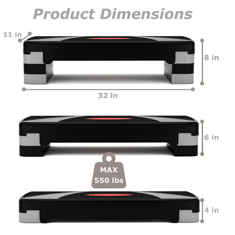 backordered - *32 Inch Adjustable Fitness Aerobic Step with Riser