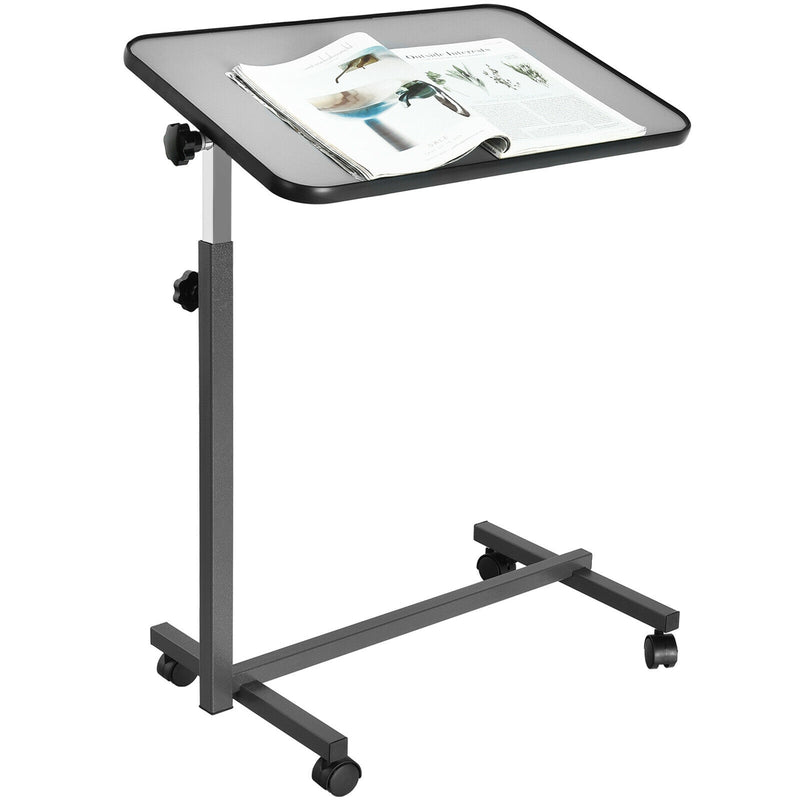Overbed Rolling Table Food Tray-Gray