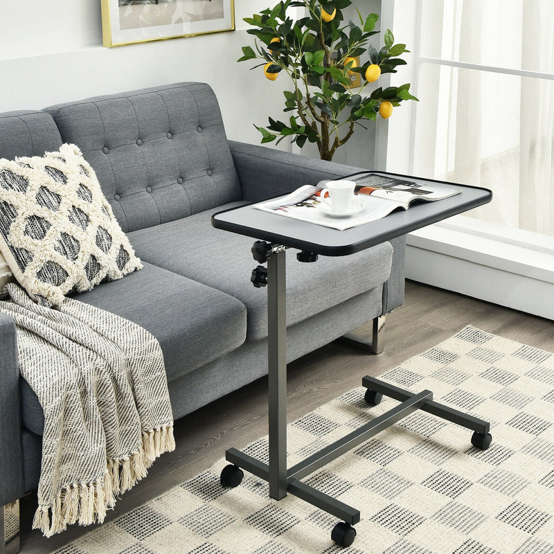 Overbed Rolling Table Food Tray-Gray