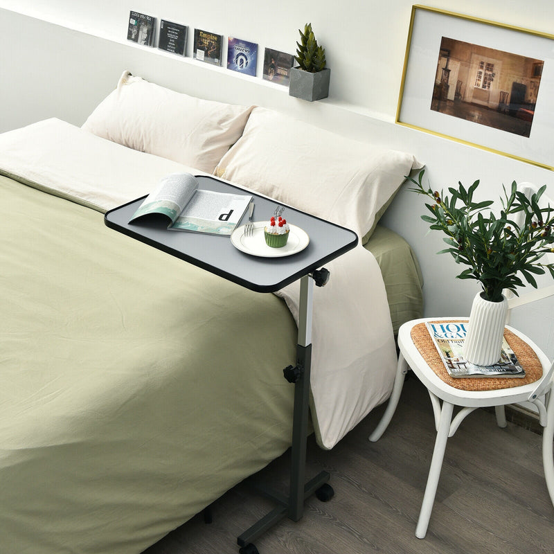 Overbed Rolling Table Food Tray-Gray