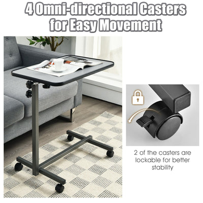Overbed Rolling Table Food Tray-Gray