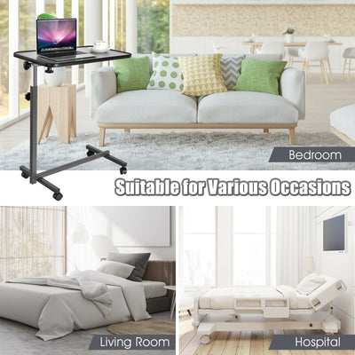 Overbed Rolling Table Food Tray-Gray