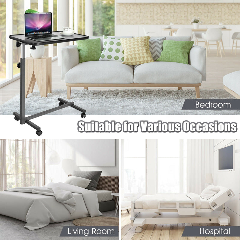 Overbed Rolling Table Food Tray-Gray