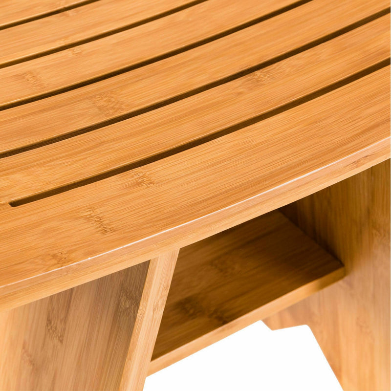 18 Inch Bamboo Shower Stool Bench with Shelf