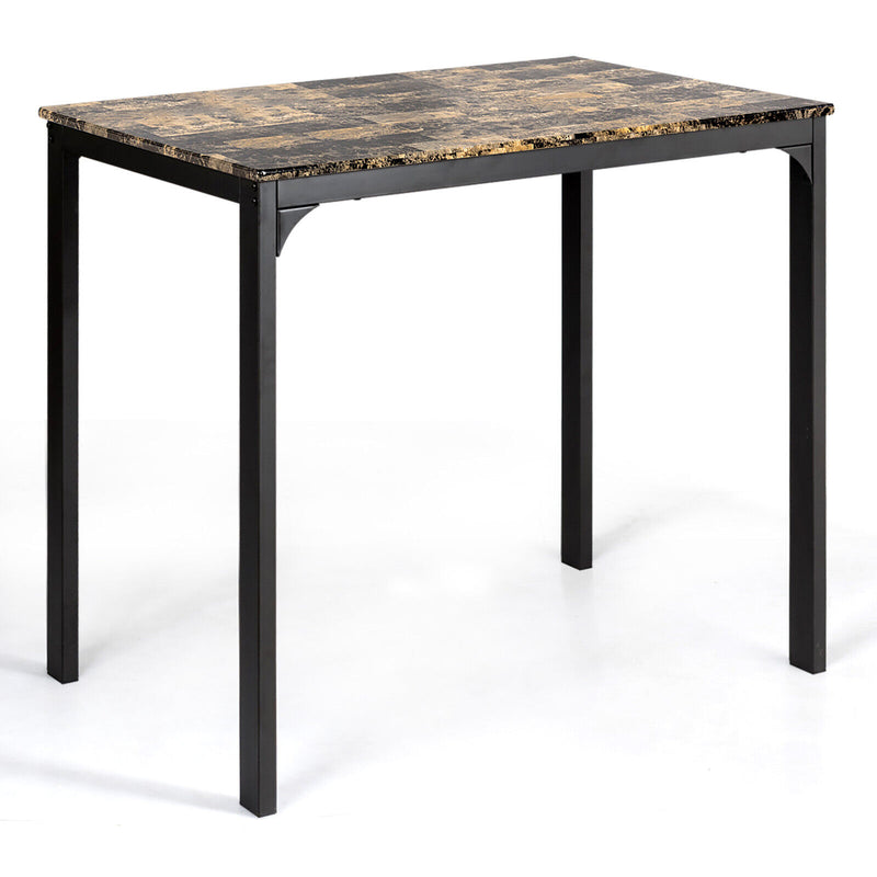 3 Pieces Kitchen Counter Height Faux Marble Table 2 Chairs Set