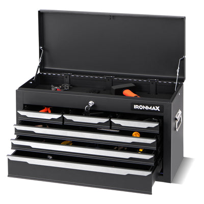 24 Inch Tool Chest Case with 6 Drawers and Top Storage for Garage Repair Shop & Warehouse-Black