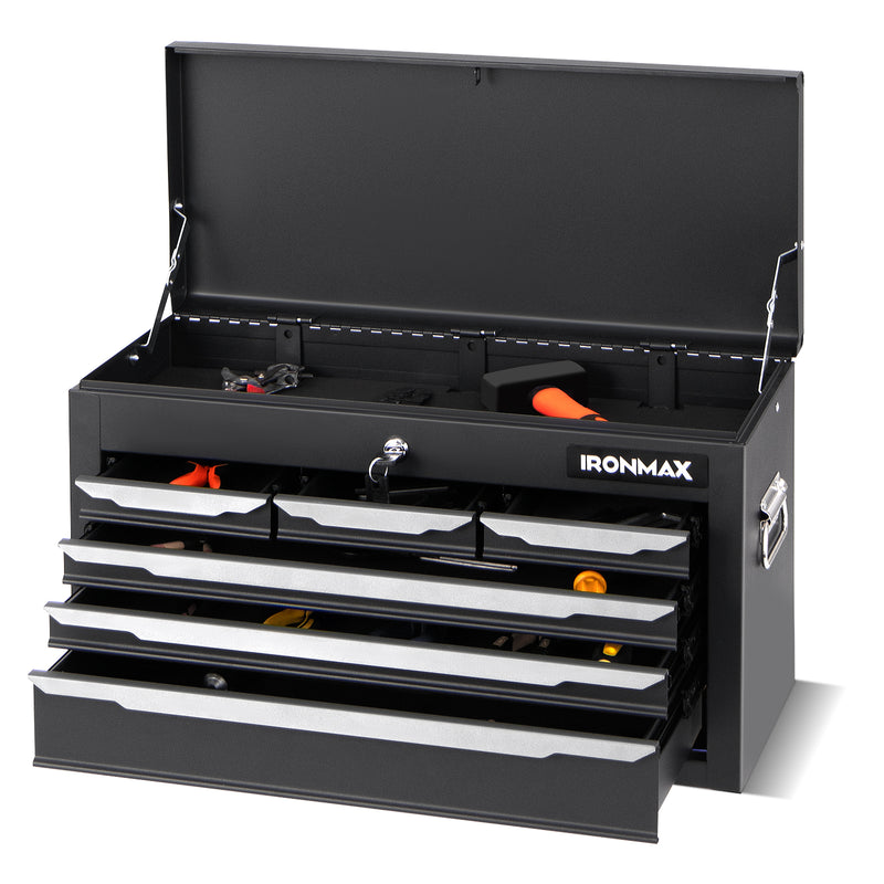 24 Inch Tool Chest Case with 6 Drawers and Top Storage for Garage Repair Shop & Warehouse-Black