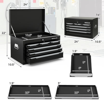 24 Inch Tool Chest Case with 6 Drawers and Top Storage for Garage Repair Shop & Warehouse-Black