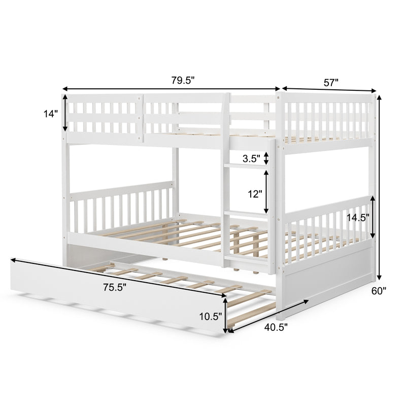 Full over Full Bunk Bed Platform Wood Bunk Bed