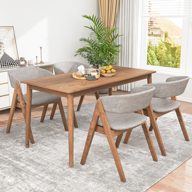 Set of 2 Soft Padded Accent Armchairs for Dining Room-Walnut and Grey