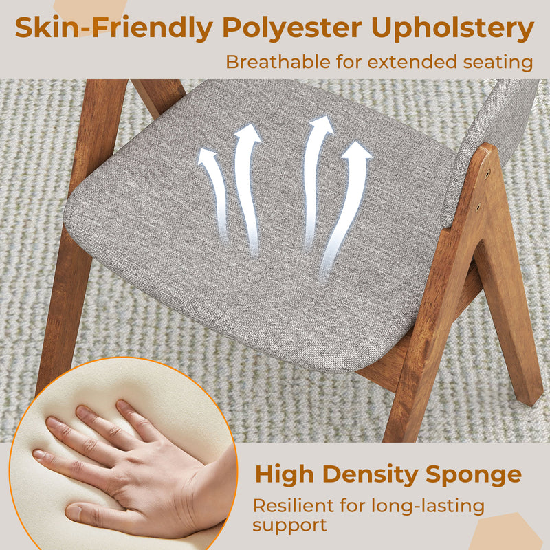 Set of 2 Soft Padded Accent Armchairs for Dining Room-Walnut and Grey