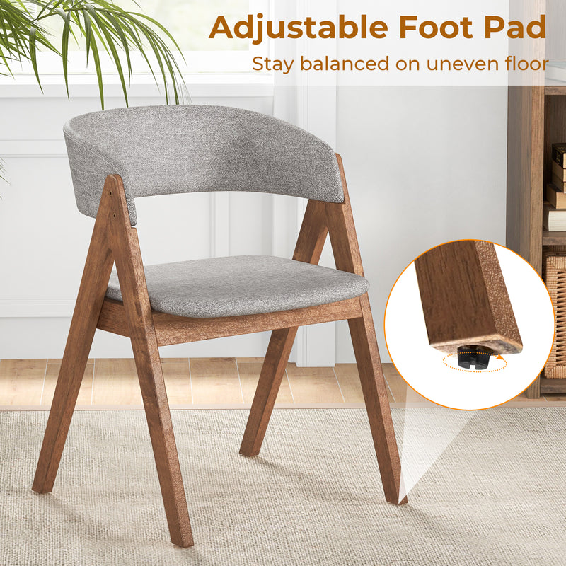Set of 2 Soft Padded Accent Armchairs for Dining Room-Walnut and Grey