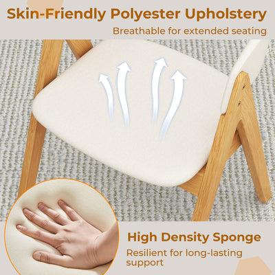 Set of 2 Soft Padded Accent Armchairs for Dining Room-Natural and Beige